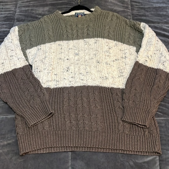 Vintage Chaps Ralph Lauren Colorblock Tweed Striped Crewneck Oversized Sweater - Picture 2 of 6